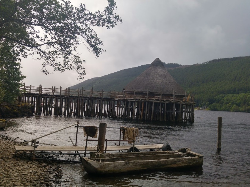 Photo of Scottish Crannog - a reconstructed Iron Age hut on stilts over Loch Tay
