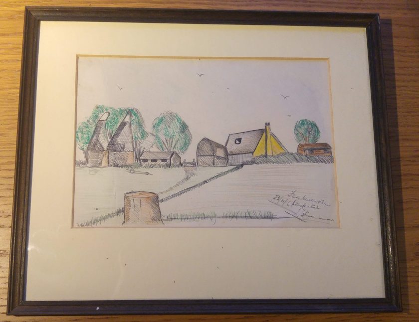 pen and ink drawing of Kentish rural scene