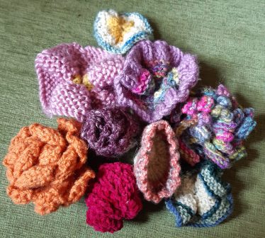 photo of knitted flowers